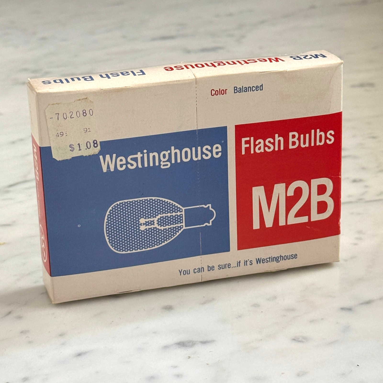 Westinghouse M2B Blue Coated Flash Bulbs (12) w/ Original, Vintage Box NOS
