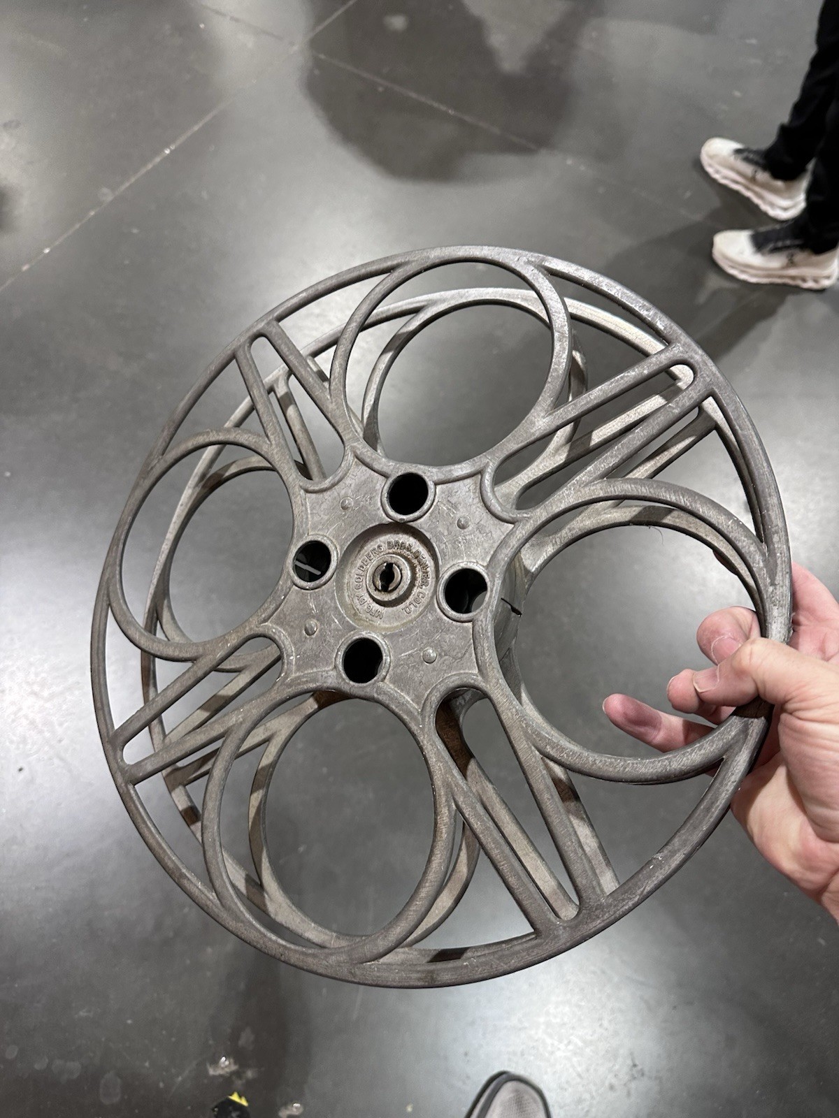 VINTAGE ANTIQUE 35mm FILM PROJECTOR REEL 2000′ GOLDBERG BROS. w/ENGRAVED NUMBERS