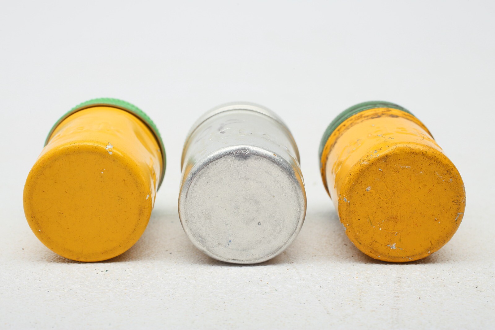 Kodak metal 35mm film canister Yellow+Silver cans with Green+Silver Lids++6 Lot