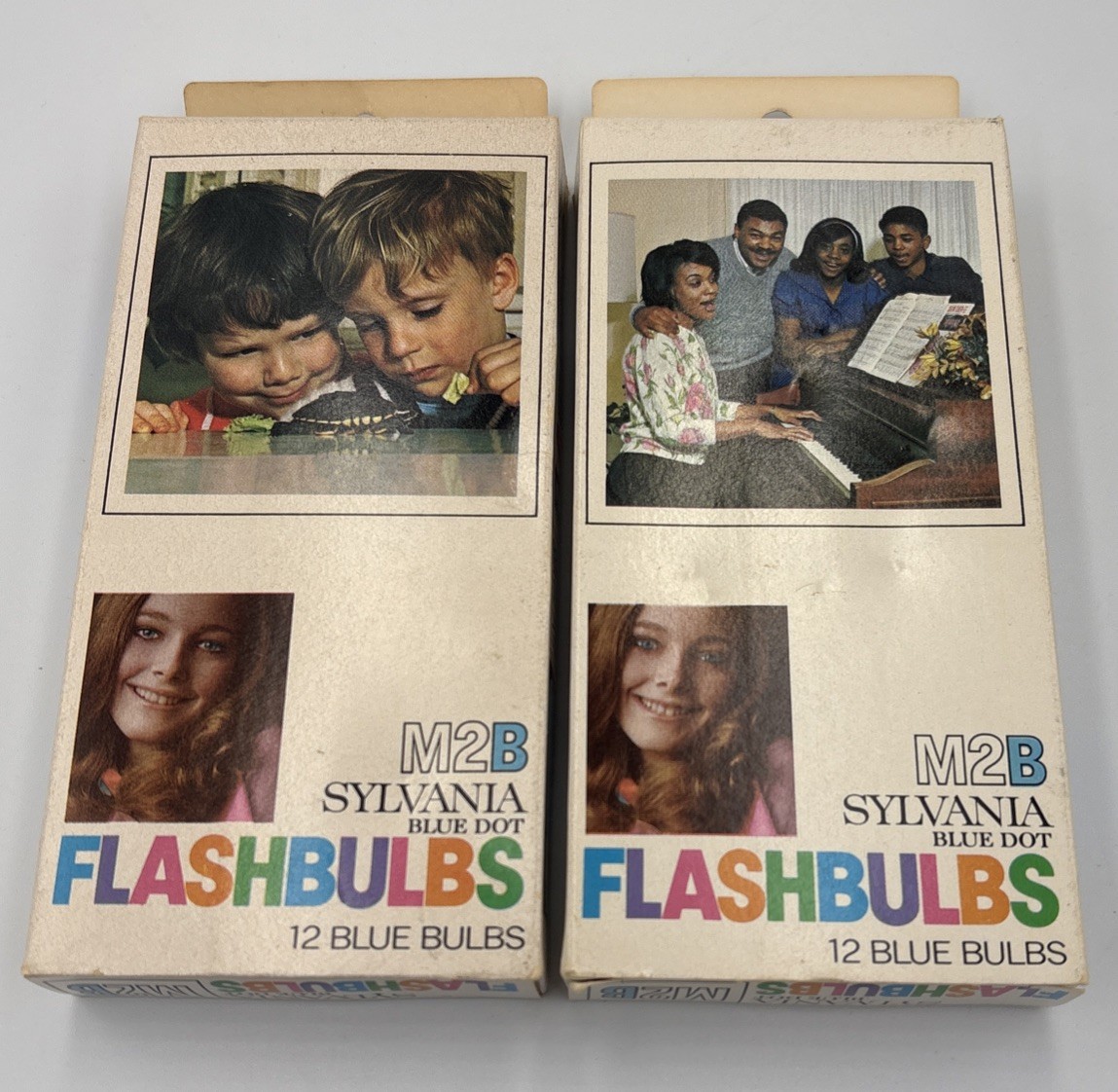 Vintage Sylvania M2B Blue Dot Flashbulbs, Box of 12 Blue Bulbs Lot of 2 Boxes