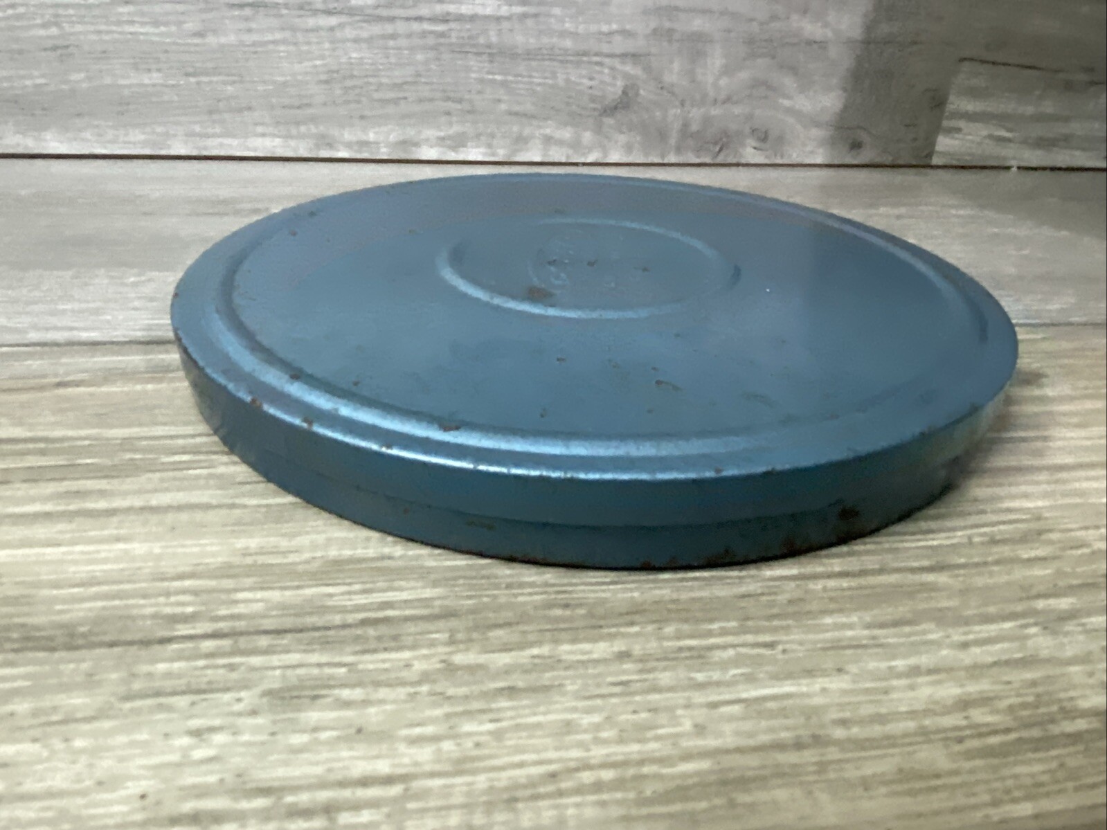 VTG Compco Corp Blue Film Reel With Can Metal Chicago 8mm 400 Feet AMC K-Mart