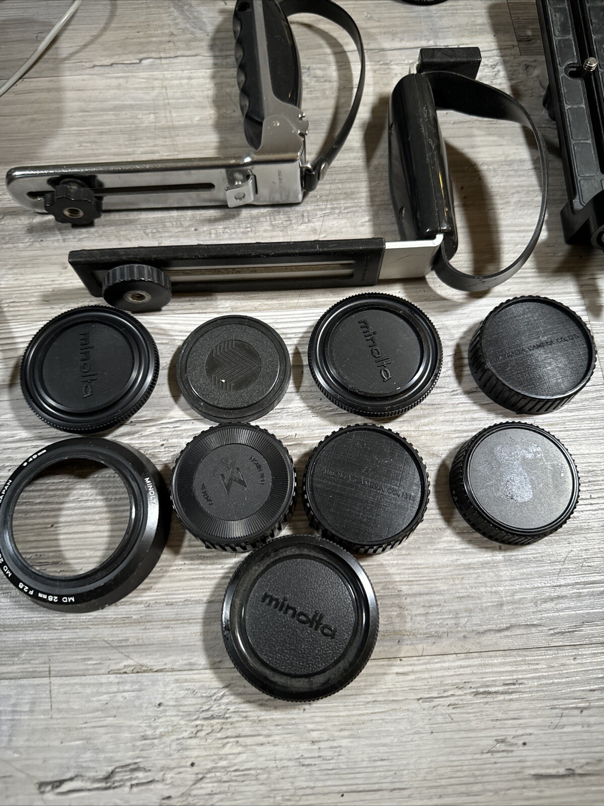 Vintage Camera Accessories Lot Lenses Caps Cords Viewers Handles Cases READ DESC