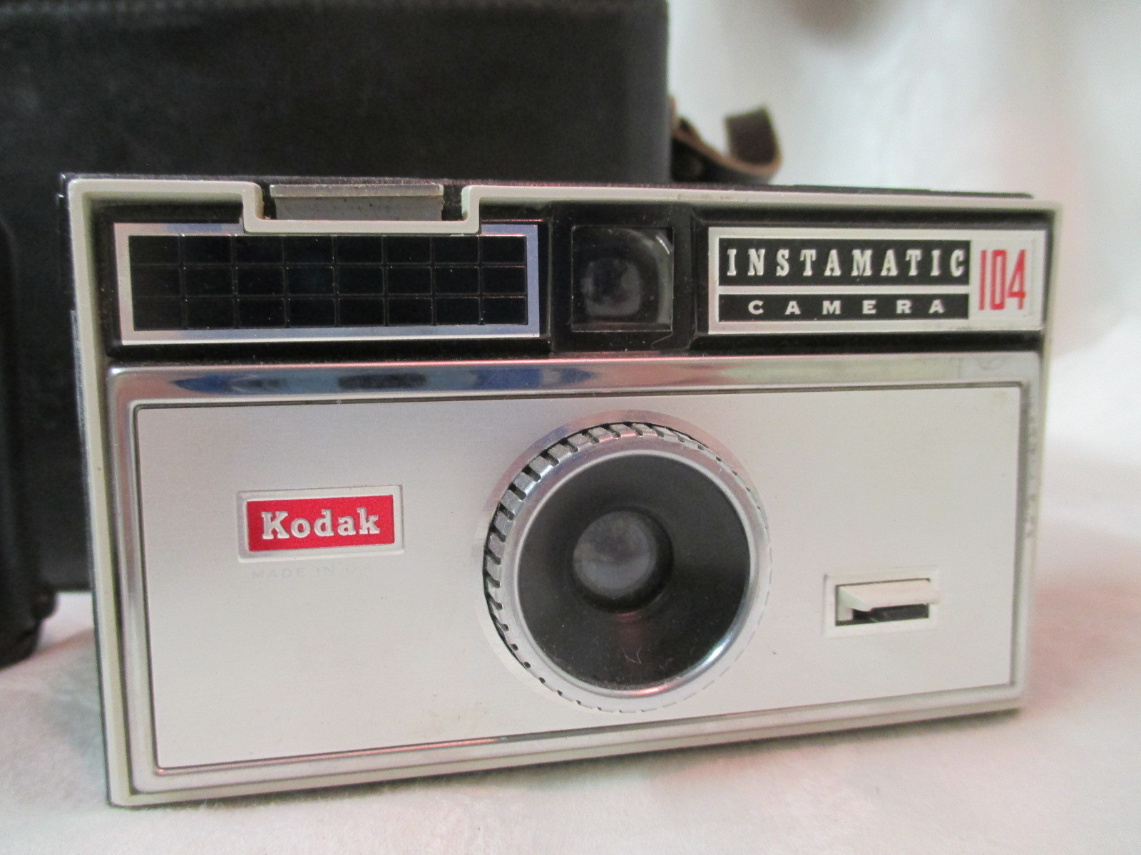 Vintage 2 Kodak Cameras Instamatic 104 & KB10 with Cowhide leather Case