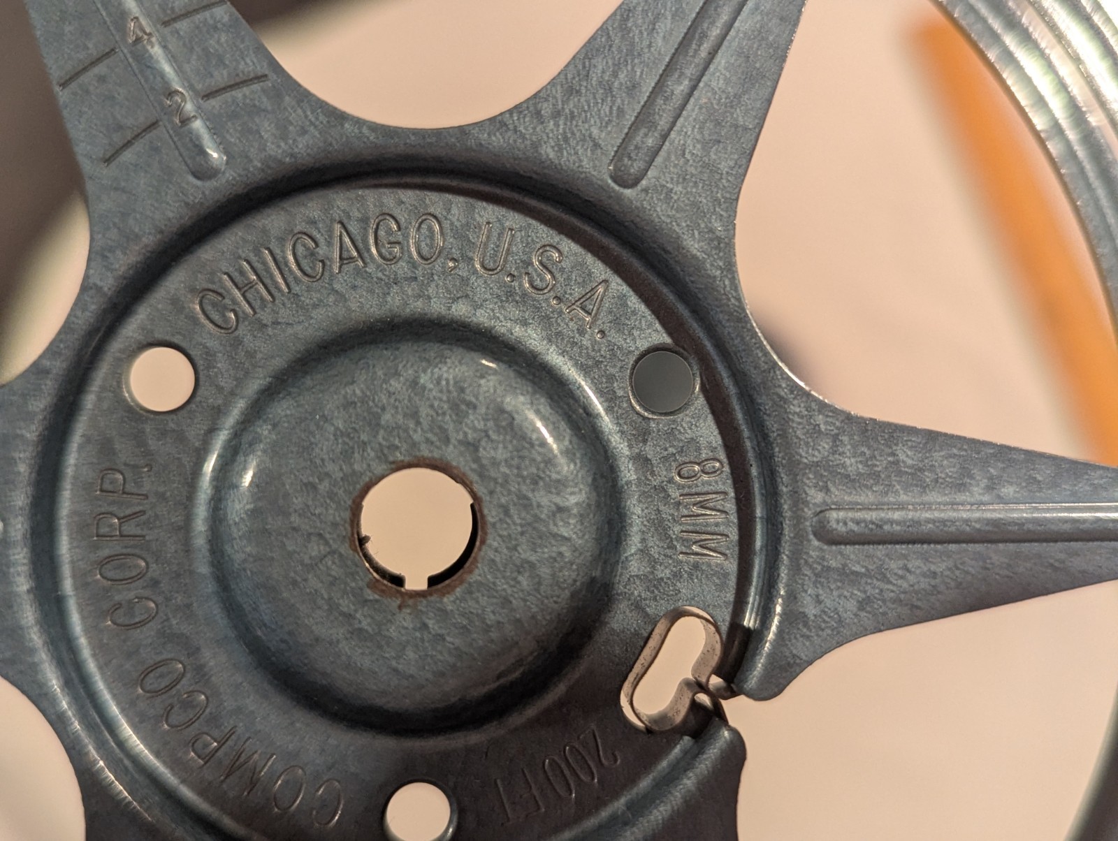 Vintage Compco Corp. 8mm/200ft 5” Blue Film Reel Canister and Reel Universal