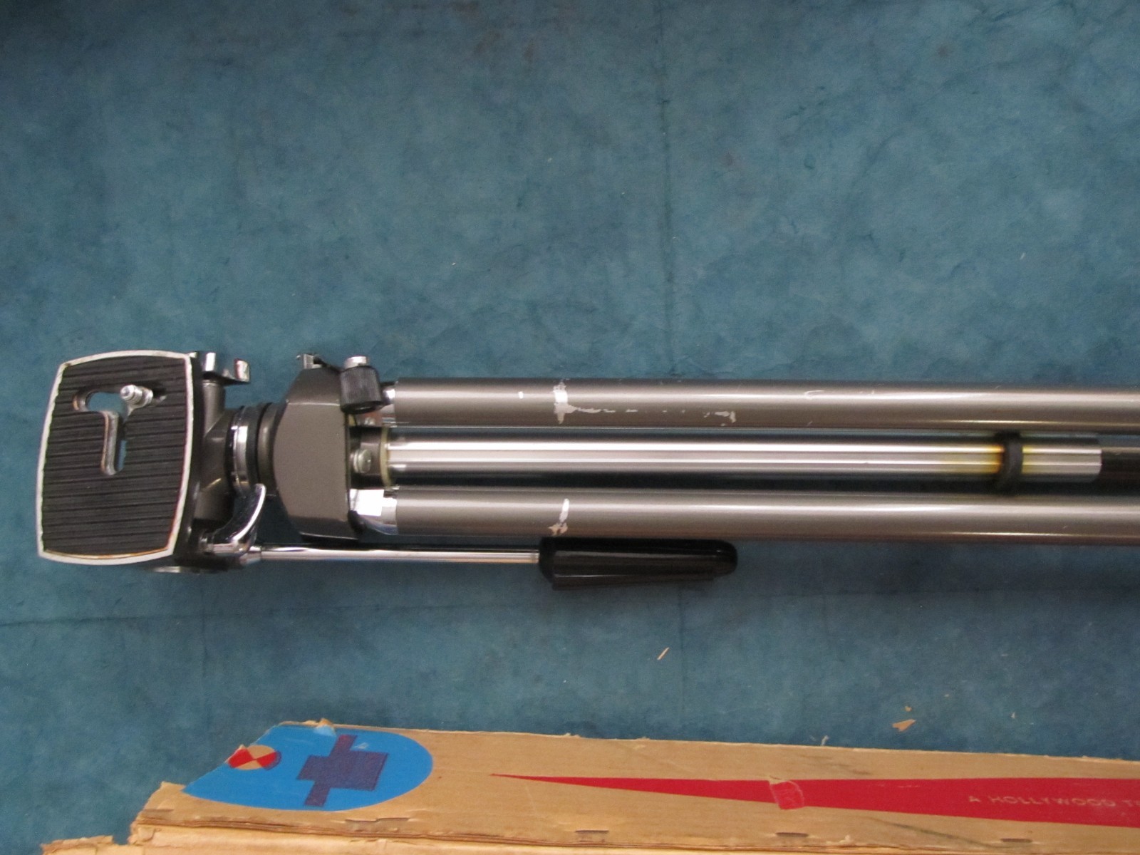 Vintage Hollywood tripod for camera with original box extends to 50″