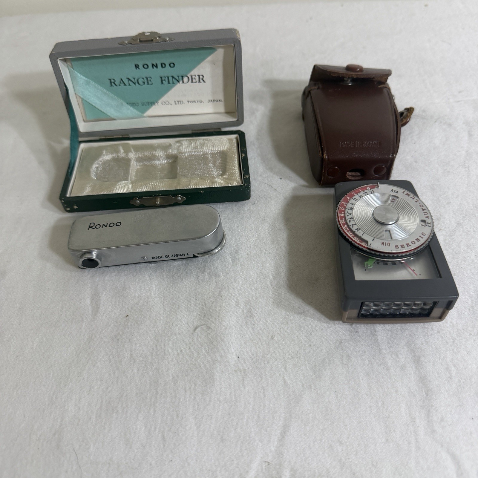 Vintage Sekonic Auto-Lumi 86 Light Meter + Rondo Rangefinder Lot Working Japan