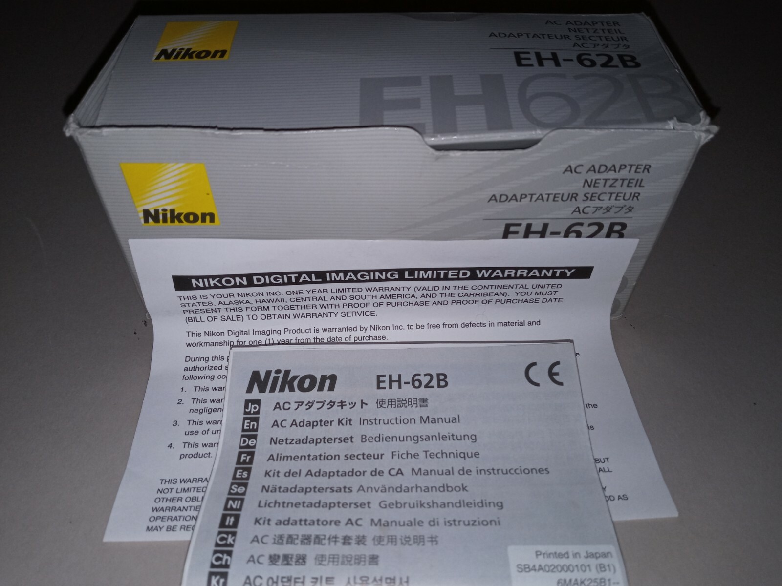 Nikon EH-62B AC Adapter Power Supply For Coolpix Digital Cameras
