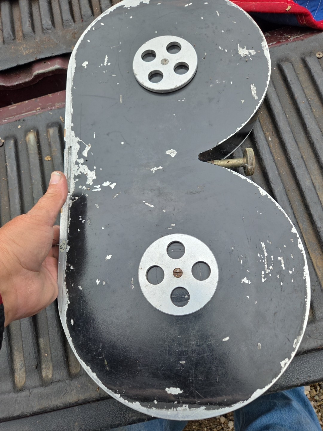 LARGE ALUMINUM MOVIE PROJECTOR REWIND REEL CARTRIDGE SEE PHOTO DESCRIPTION