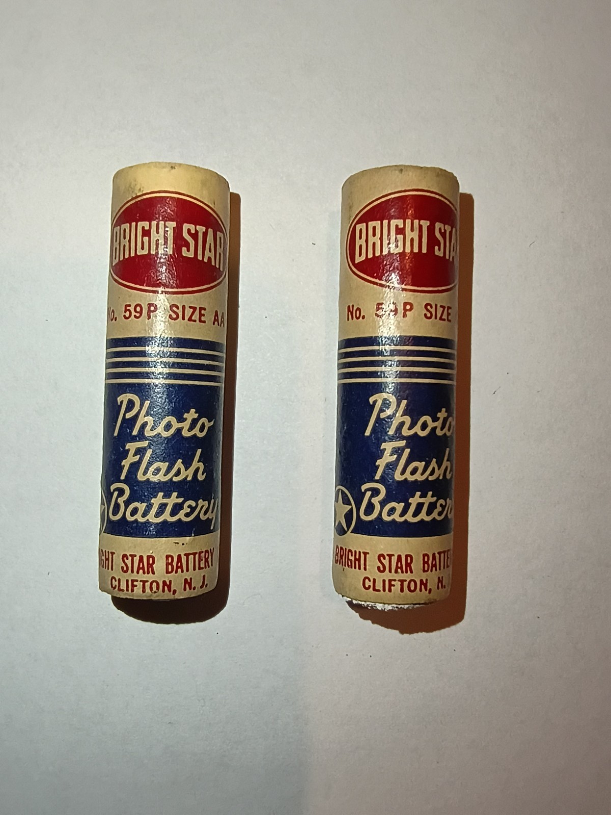 Vintage 1950s Bright Star No. 59P Photo Flash AA Batteries – Pair – Display Only