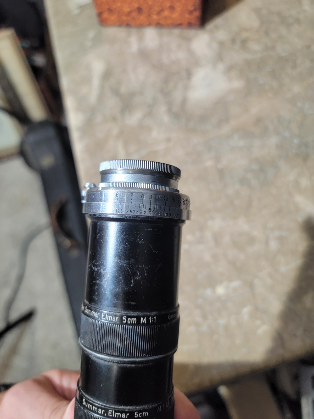 Leitz Wetzlar Microscope Camera Adapter w/ Summar Elmar 5cm Macro Lenses