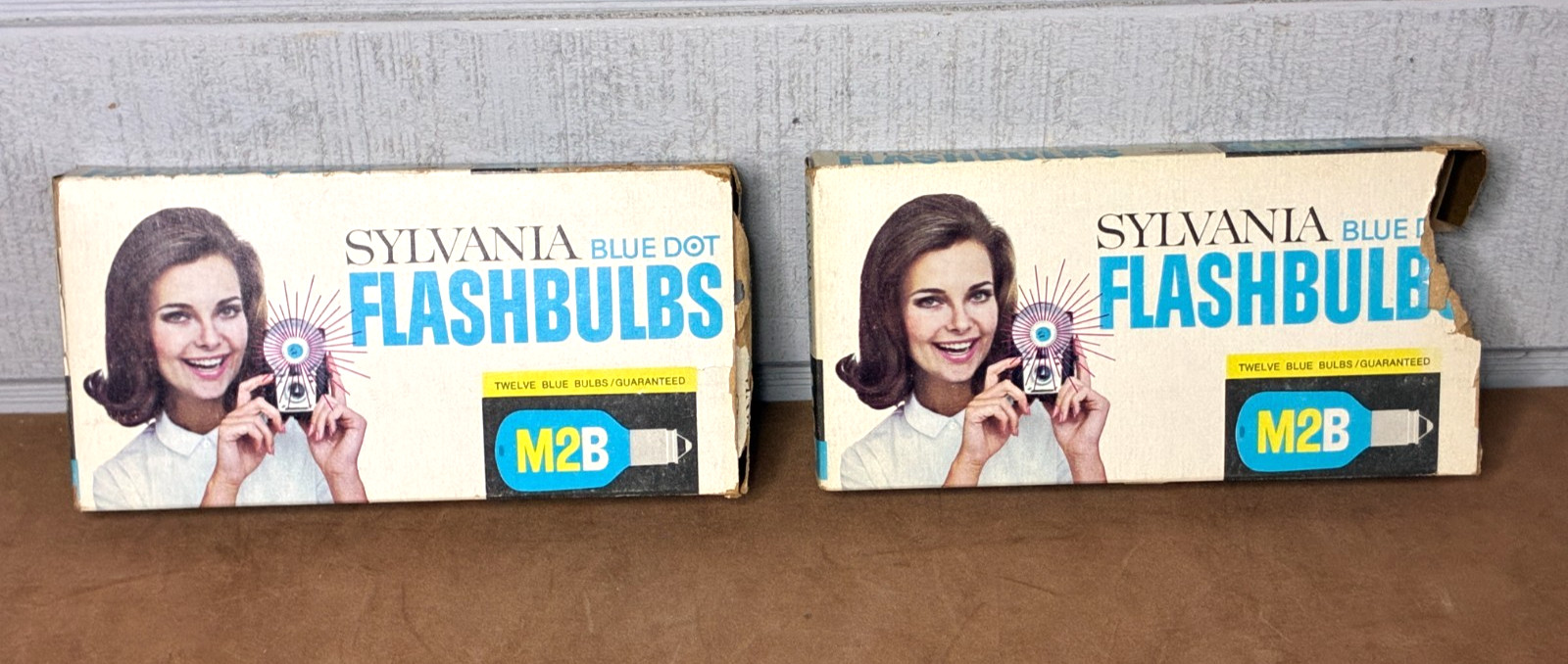 Vintage (2) Boxes SYLVANIA M2B Blue Dot Flashbulbs ~ New Old Stock ~ 24 Bulbs