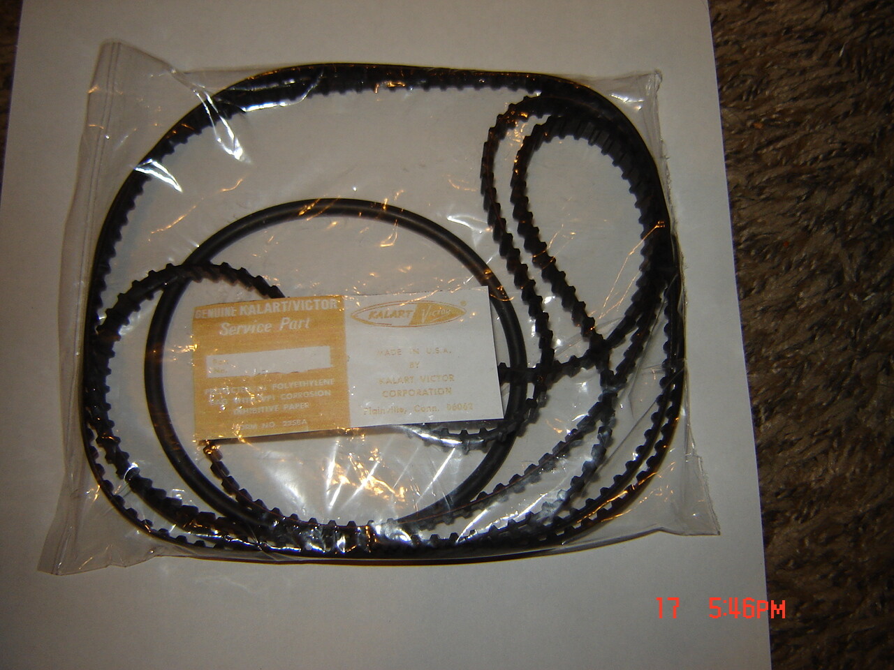 16mm Victor-Kalart 90-25 Projector Belts, 4 Belt Set, 2 Arm,1 Motor, 1 Long Main