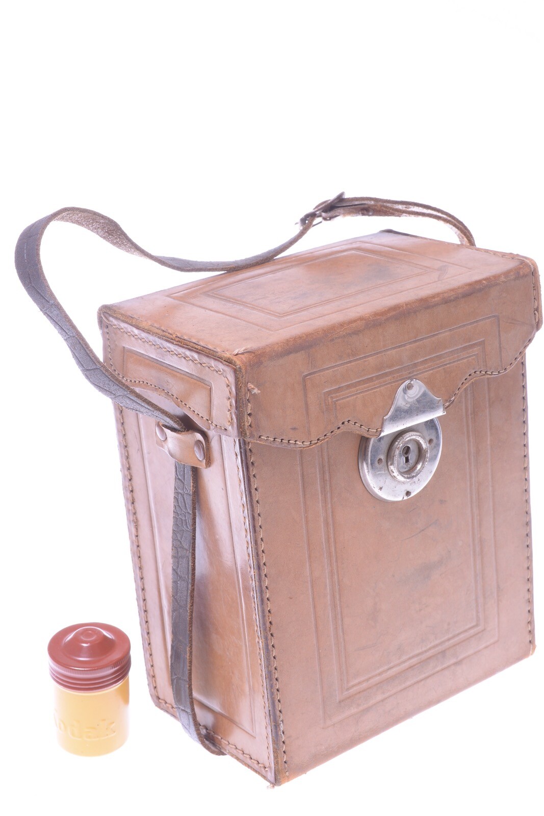 ✅ UNBRANDED 9X14.5X17.5CM ANTIQUE LEATHER CASE FOR GLASS PLATE, STEREO CAMERA