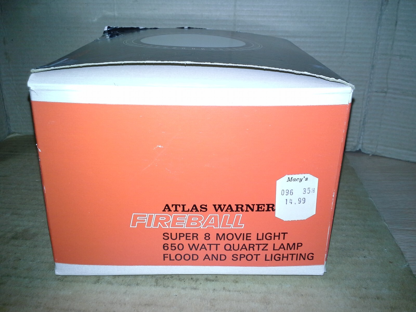 VTG Atlas Warner Fireball Super 8 650 Watt Quartz Lamp Movie Light Working, VGC