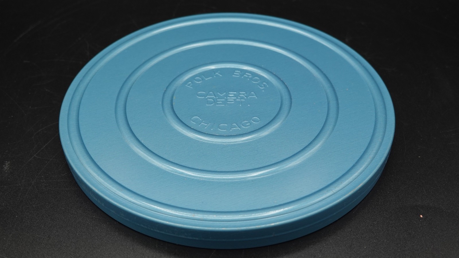Polk Bros Camera Regular Super 8mm Blue Metal Canister Empty 7″ Diameter Chicago