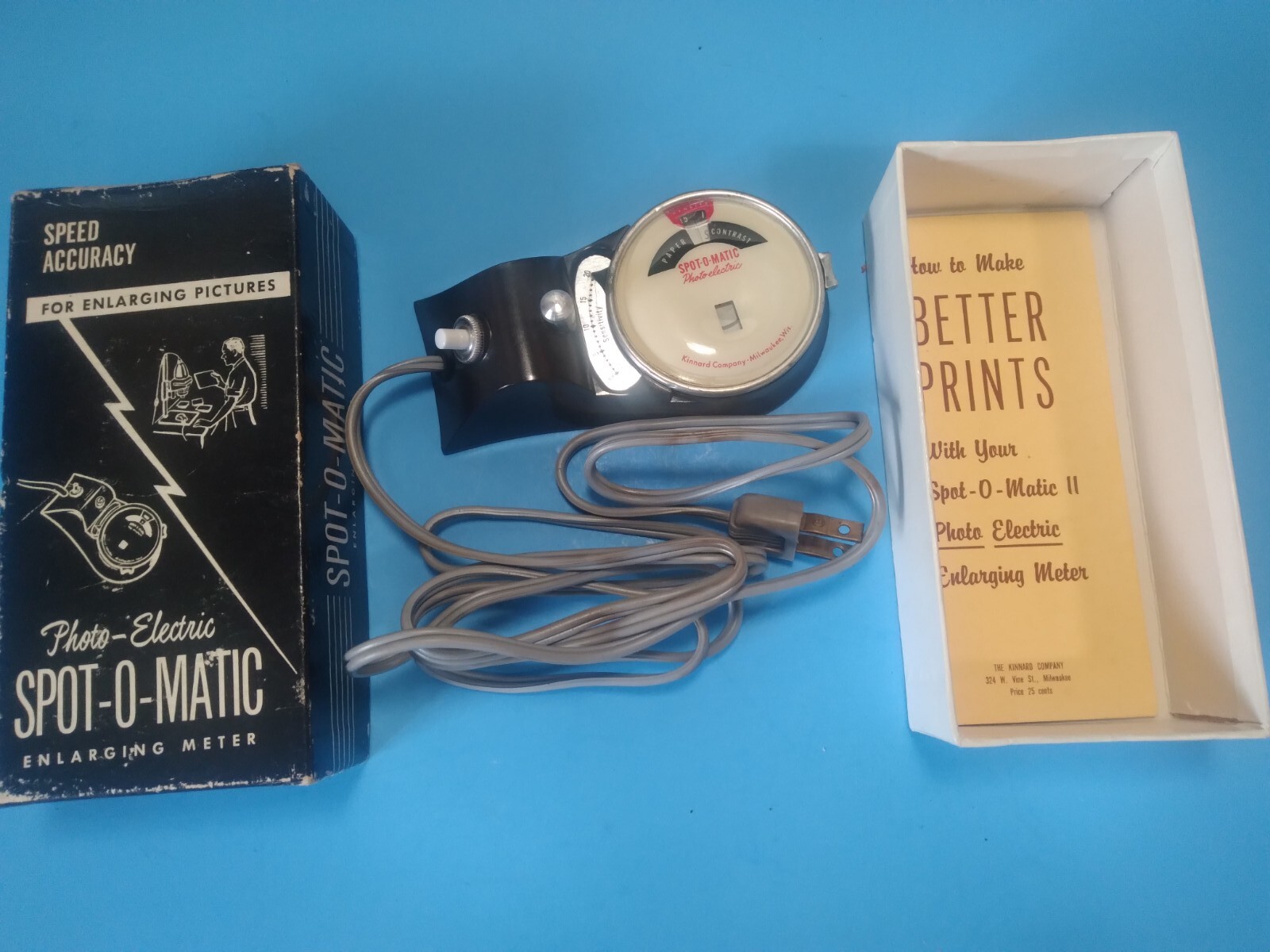 Photo-Electric Spot-O-Matic Enlarging Meter Original Box w/ Instructions Kinnard