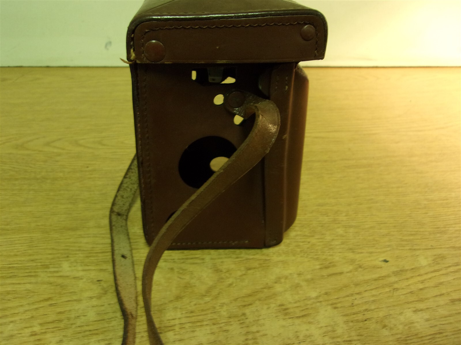 Vintage Brown Leather Rolleiflex Case Bag w/ Strap 5.5″x3″x3.5″ *FREE SHIPPING*