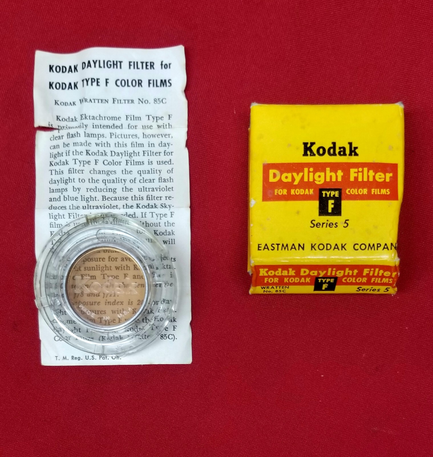 🔴 Kodak Daylight Filter Color Film Type F Series 5 85C Case Box Instructions 📸