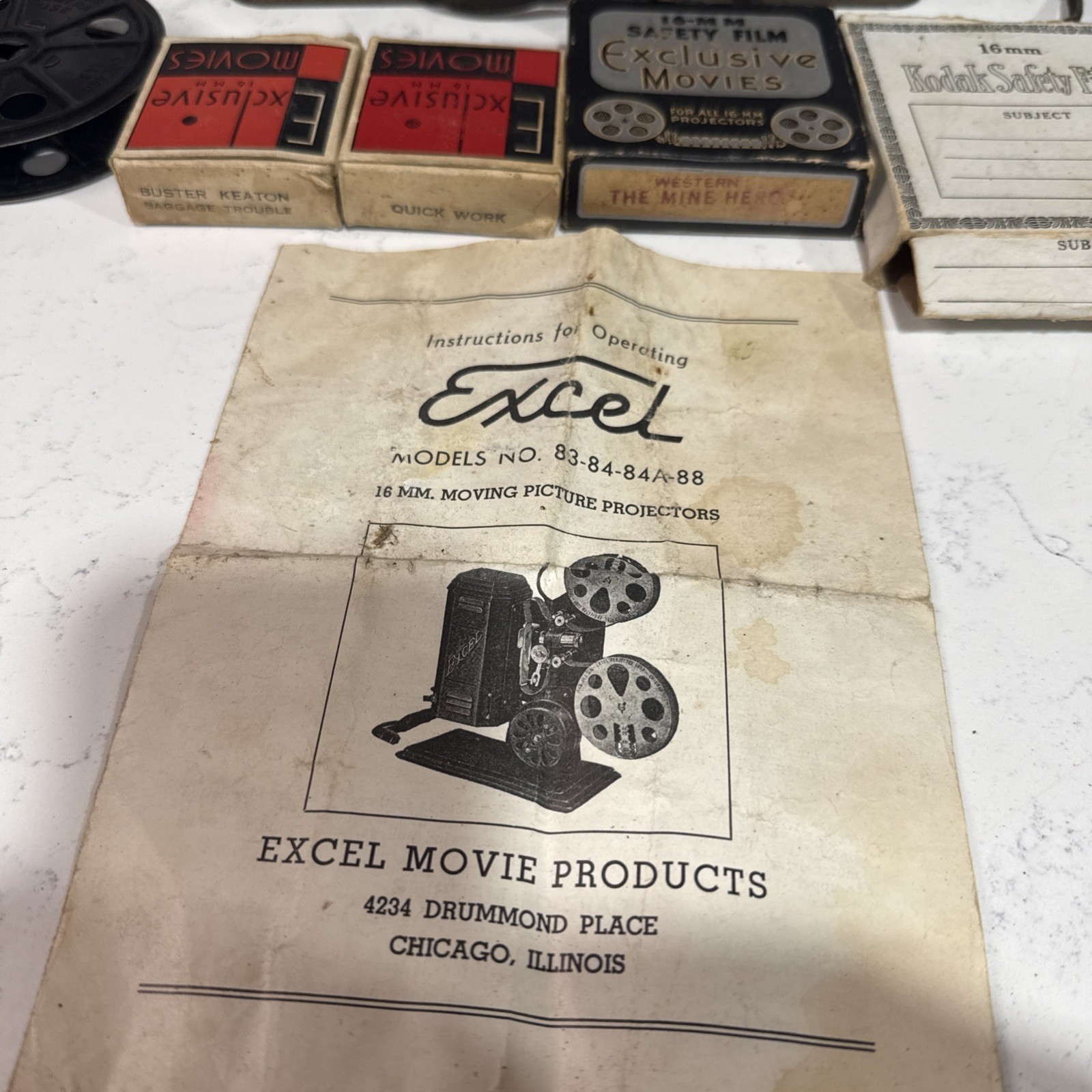 Vintage 16mm Film Reel Lot Buster Keaton Baggage Trouble & The Mine Hero w Boxes