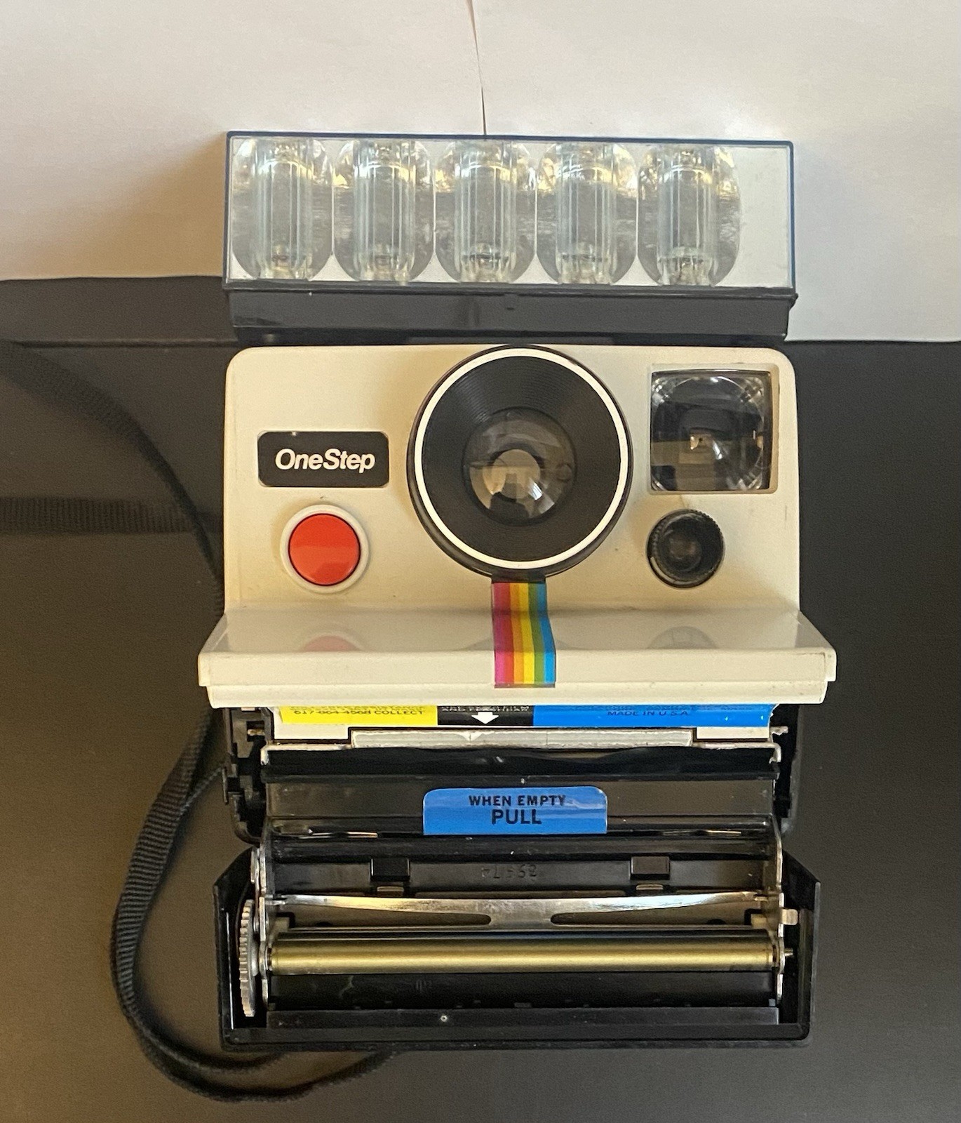 Polaroid OneStep Rainbow Stripe Instant Land Camera w Bulbs Pre-Owned Not Tested