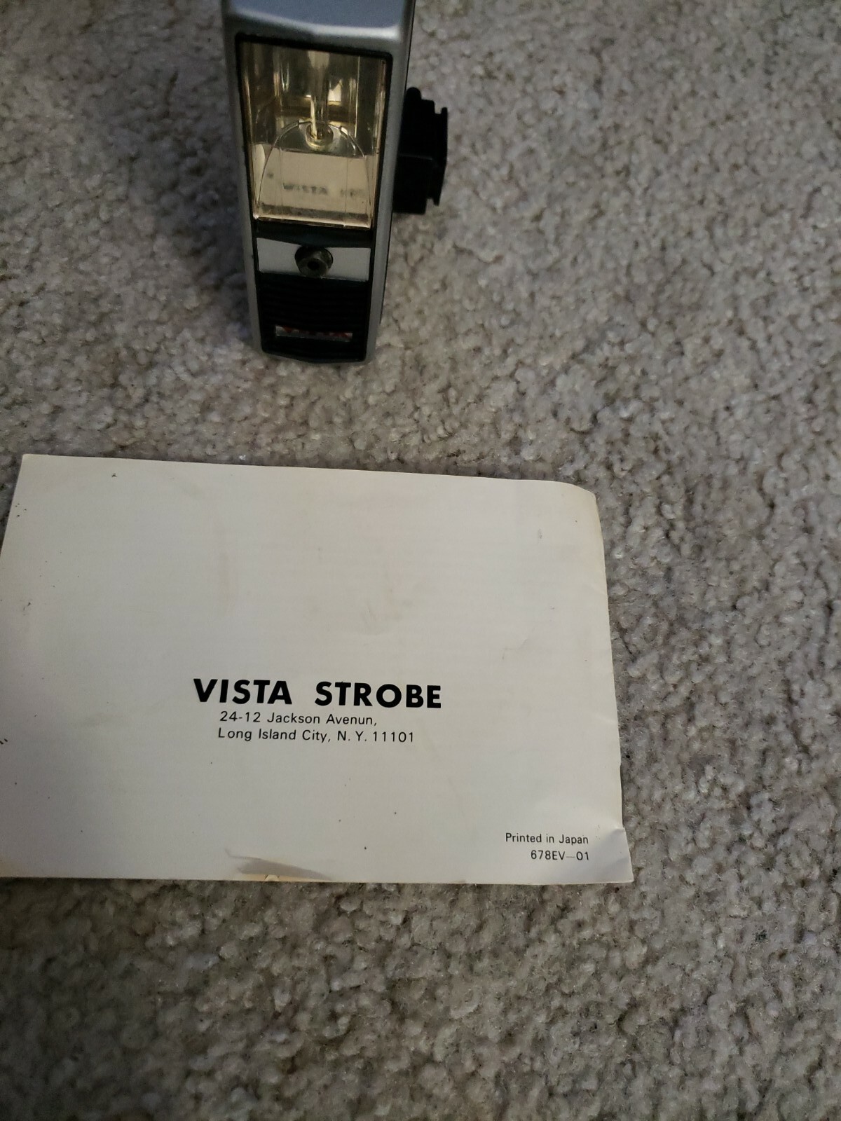 Vista Auto-46 Vintage Camera Flash With Instruction Book Untested Nice Condition