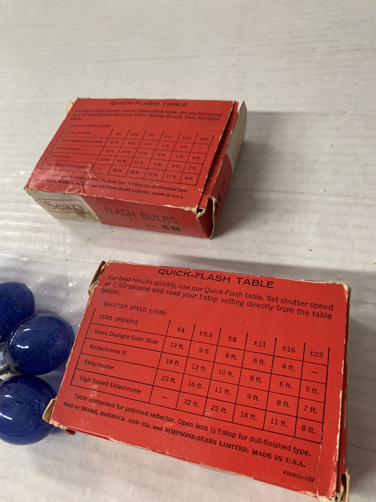 (x2)-Boxes of Sears 5B Flash Bulbs (6 Each)-RARE PACKAGING!