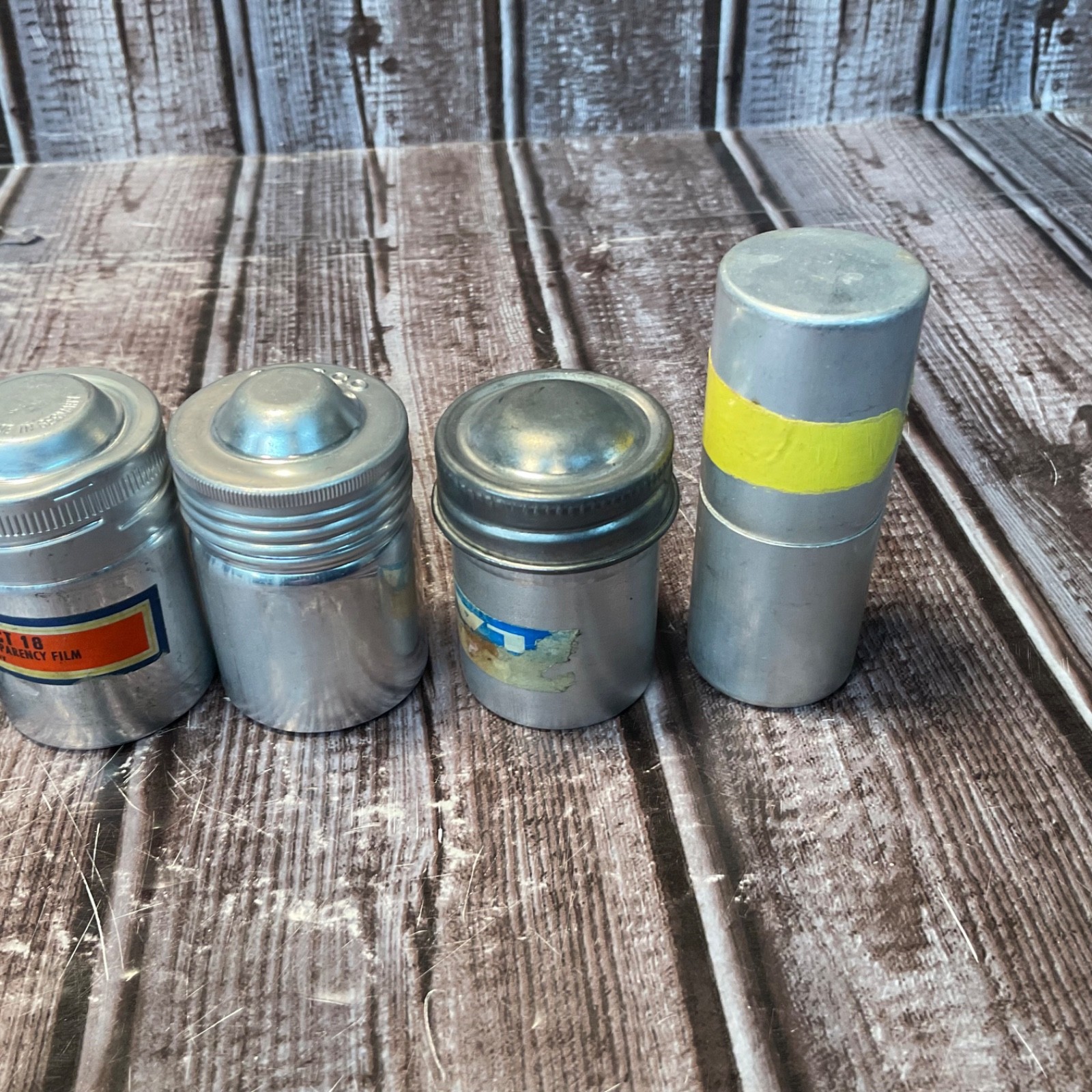 8 Vintage Metal Aluminum Film Canisters Screw-Top Lids Retro Camera Gear