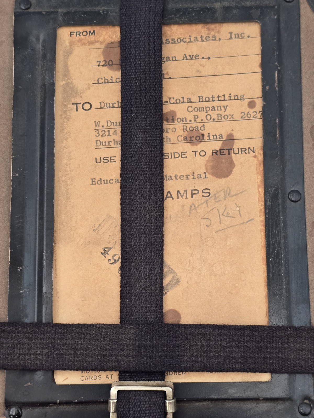Vintage 11″ Square Fiberbilt Shipping Case Metal Corners Fabric Straps 1960s Lab