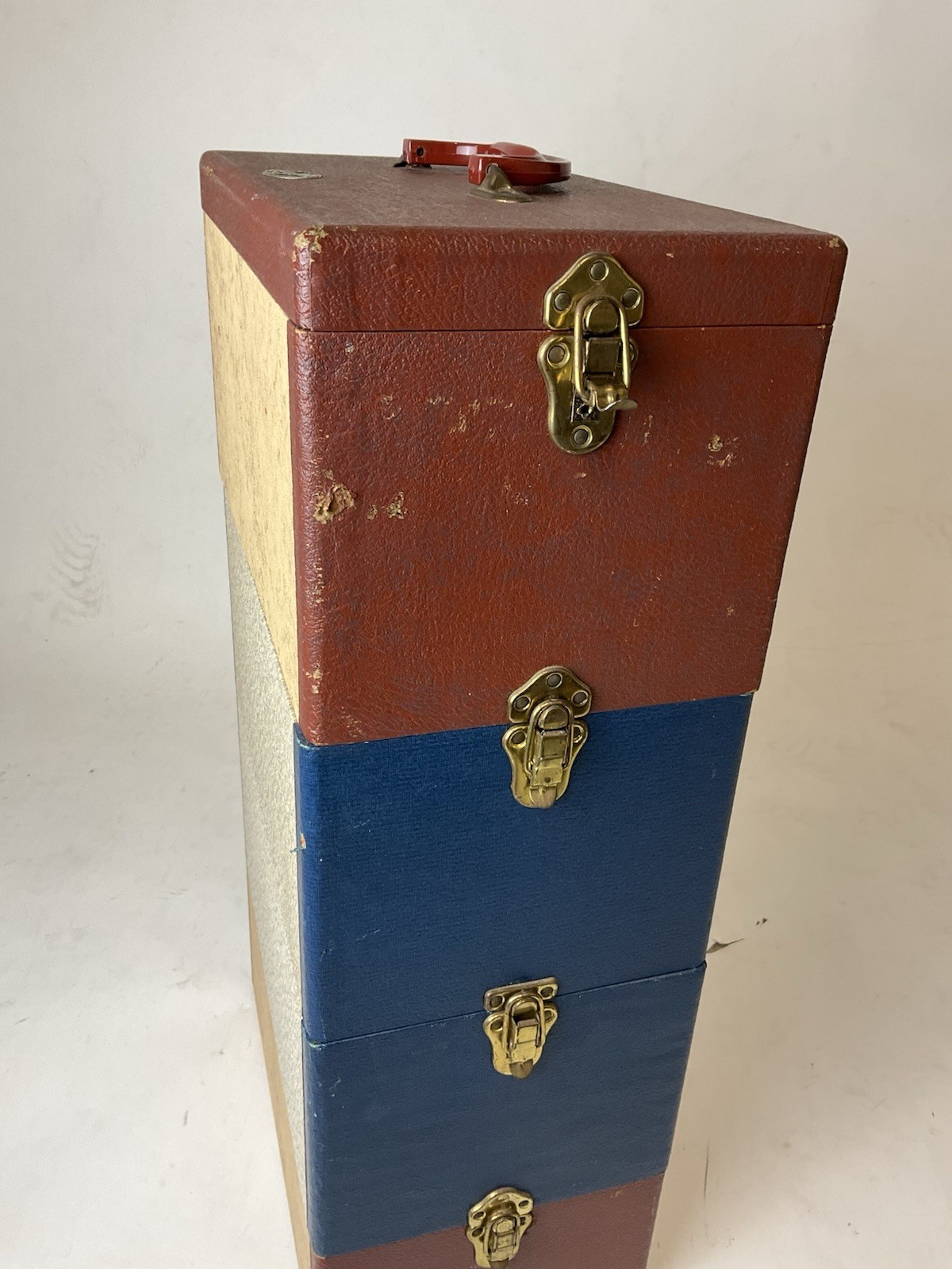 Vintage Barnett & Jaffe Baja Slide Carrying Case Red Blue 4 Level Stackable