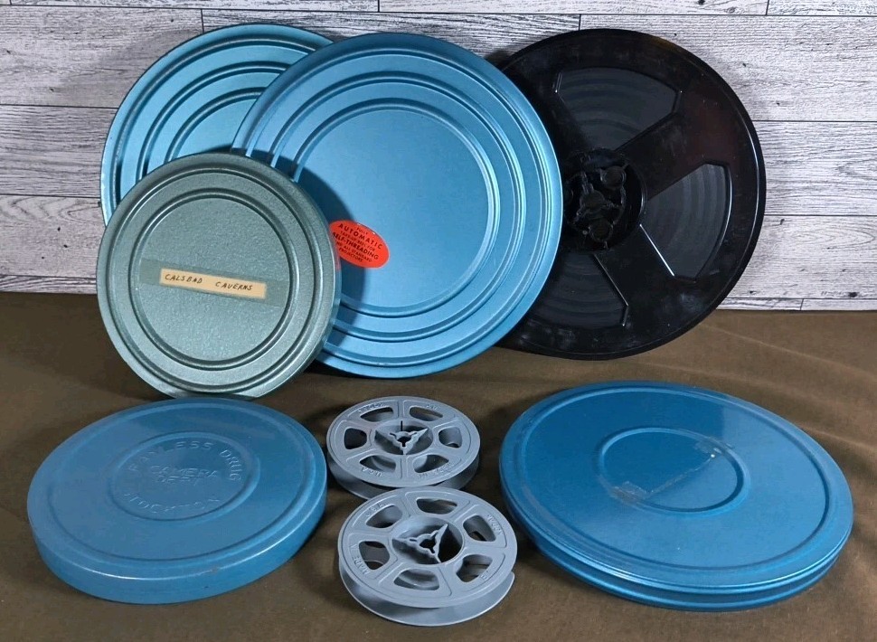 Lot Of Vtg 8MM 4 Films, 2 Empty Case Reels, 2 Small Plastic Reels – Metal Cases