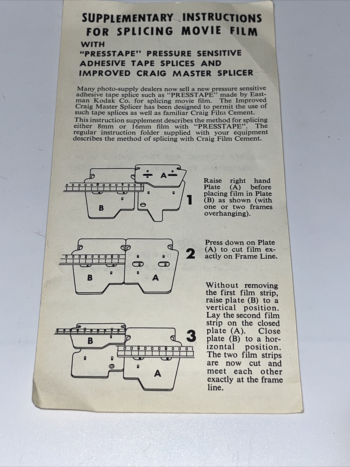 Vintage Craig S-3 Model Master Splicer – 8mm & 16mm Film w/Box & Instructions