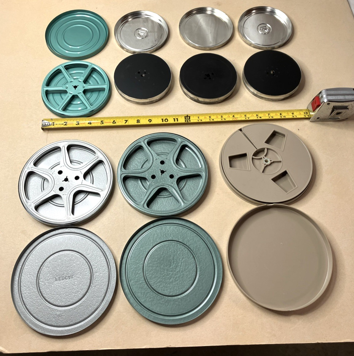 Lot Of 7 Vintage 8mm 16mm Movie Film Canisters Reels Kodak Metal Plastic