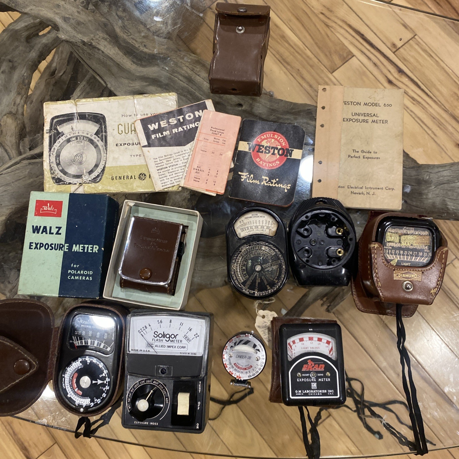 Large Lot Of Light Meters – Extra Case – Paperwork And More –