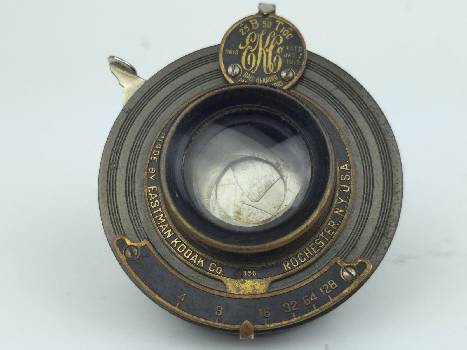 1913 Eastman Kodak Ball Bearing Lens Brass Optical Rochester NY Made In USA
