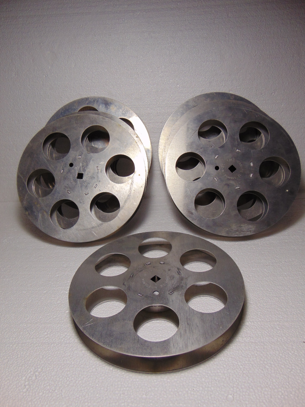 Lot of 7pc Empty 16mm Aluminum Metal Film Reel 7″ 400ft Movie Take Up 400′ 120m