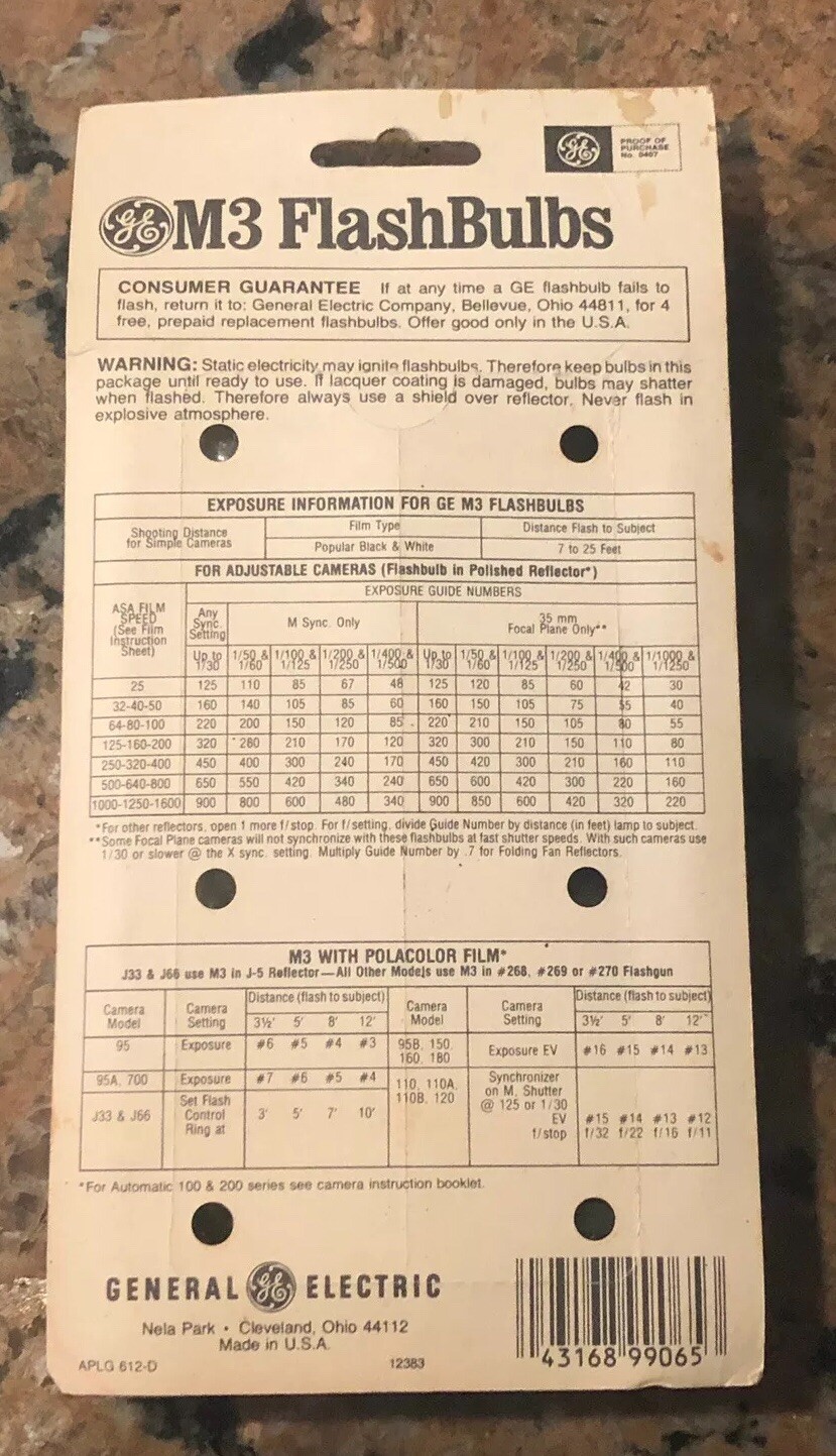 1980s General Electric M3 Flashbulbs
