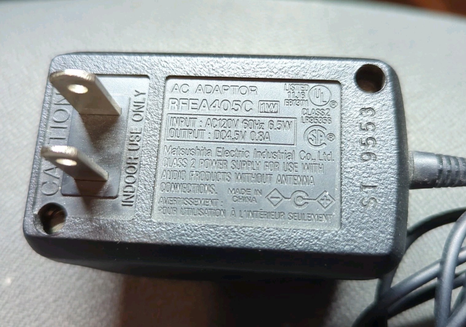 Matsushita AC Adapter RFEA405C 4.5V .8A for Panasonic + Broken SL-S162 Player