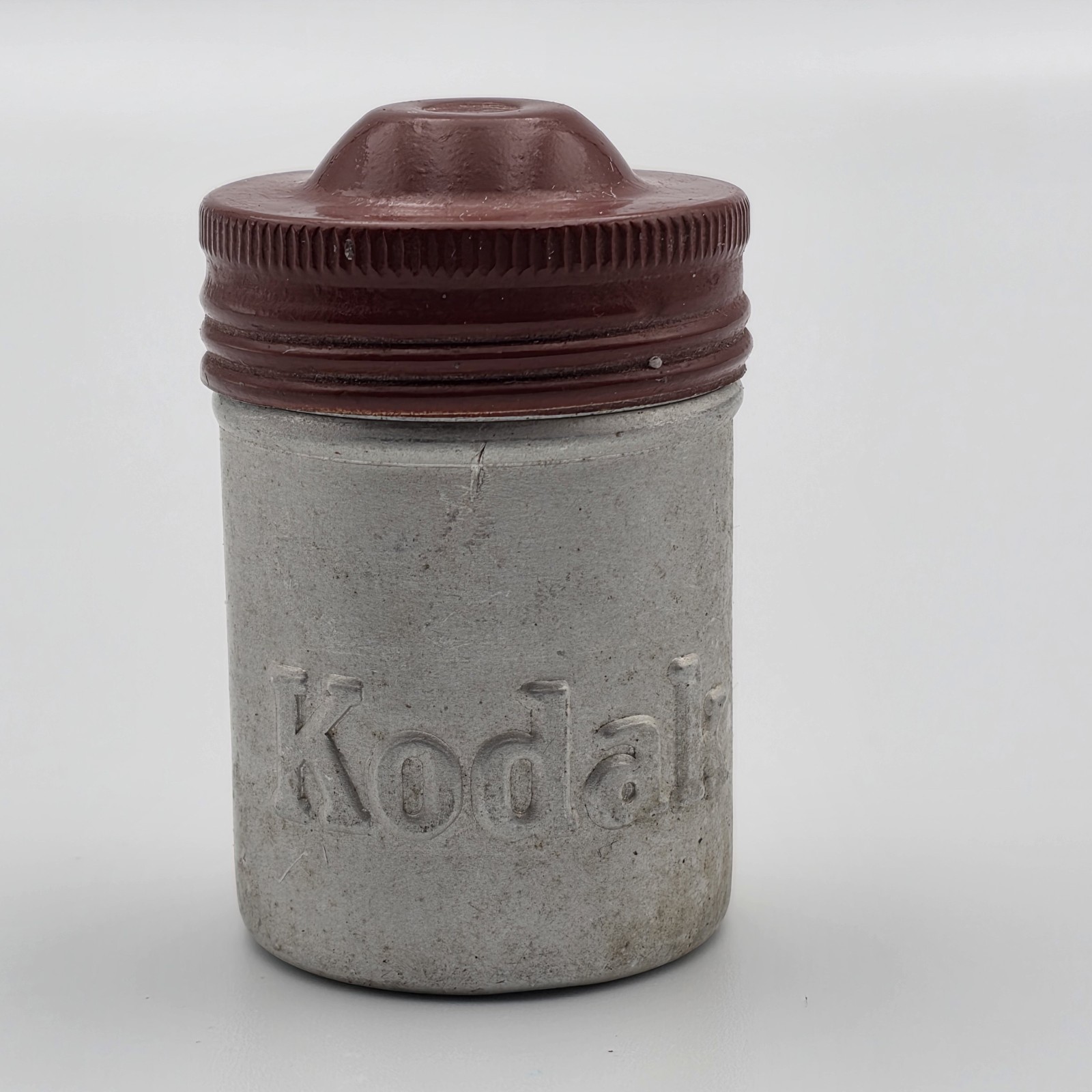 Antique Kodak Aluminum Film Canister Silver Red Early Photography Memorabilia