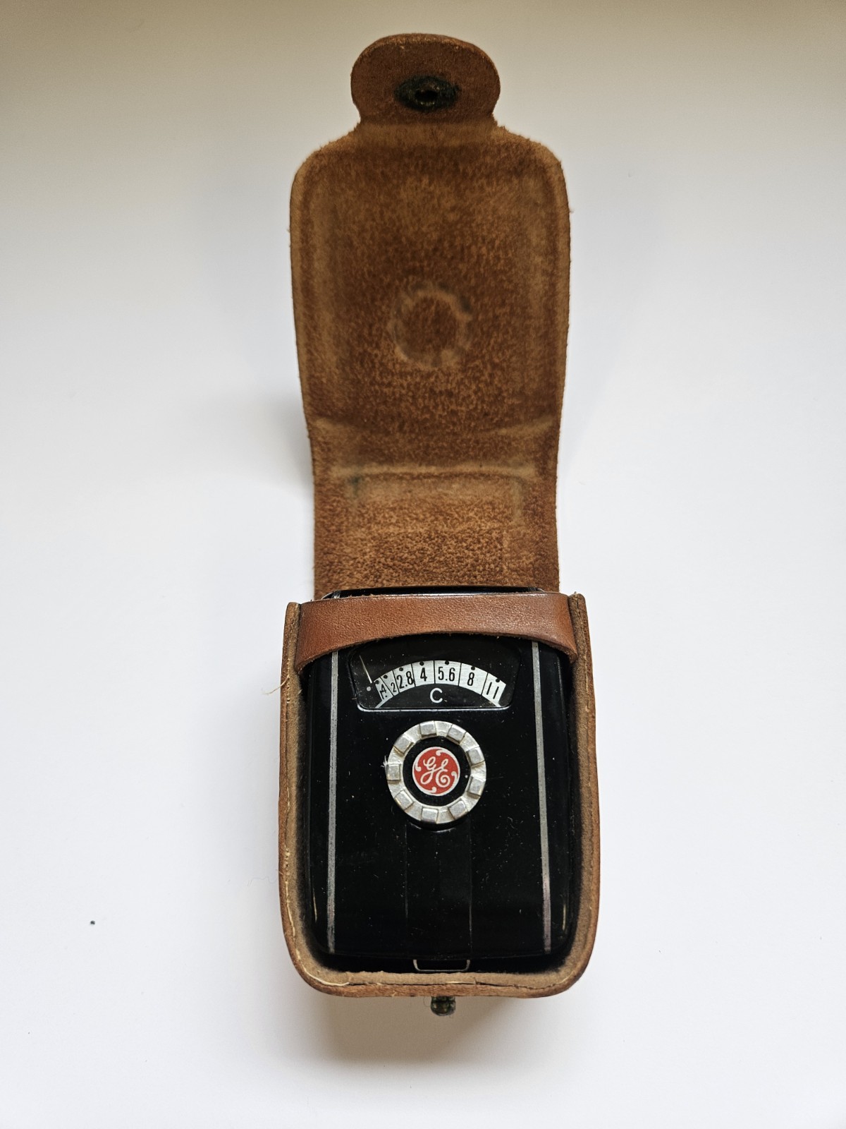 VTG General Electric PR-30 Mascot Exposure Meter in Leather Case GE Photography