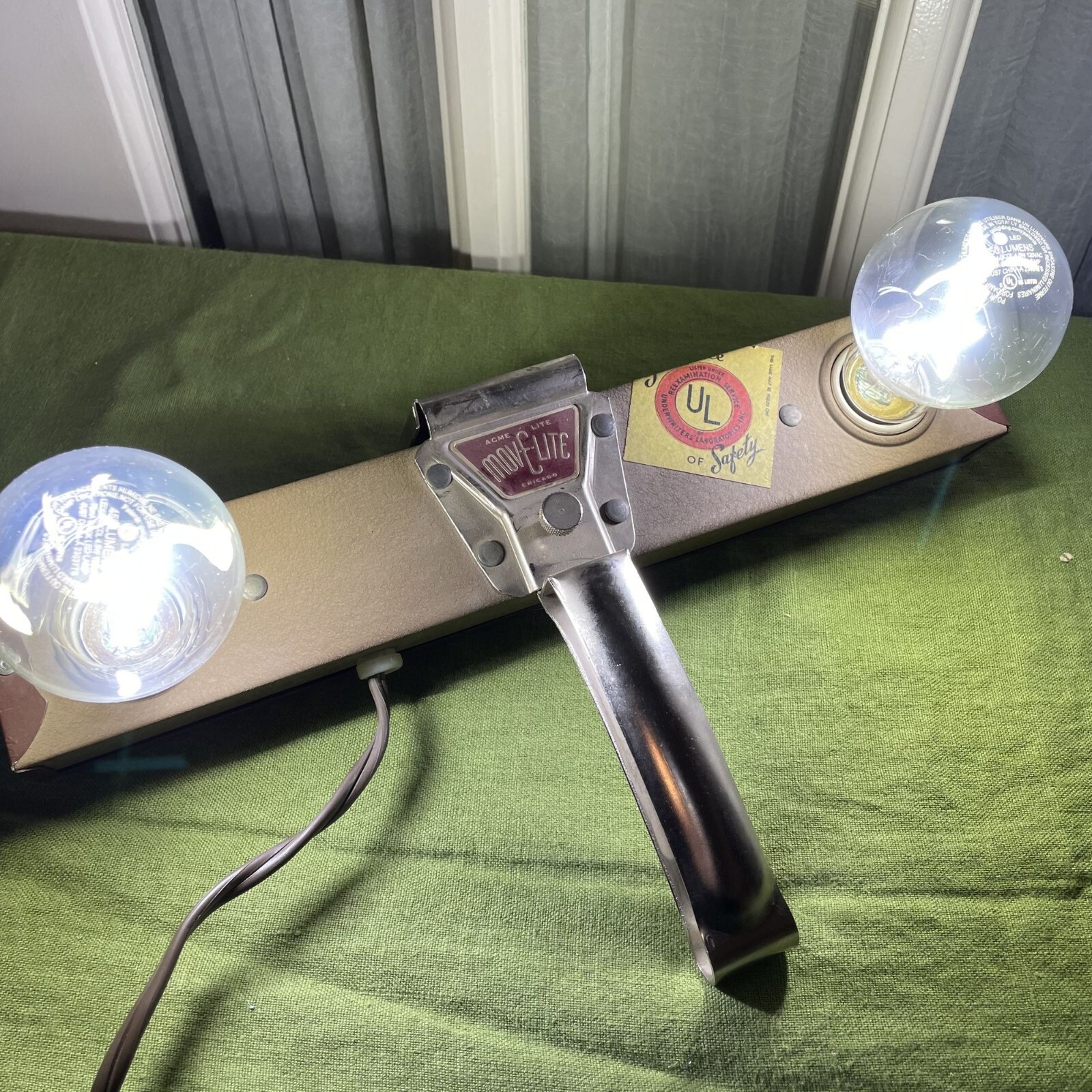 60s Vintage Mov-E-Lite Acme-Lite Exposure Spindial Light Fixture *WORKS*