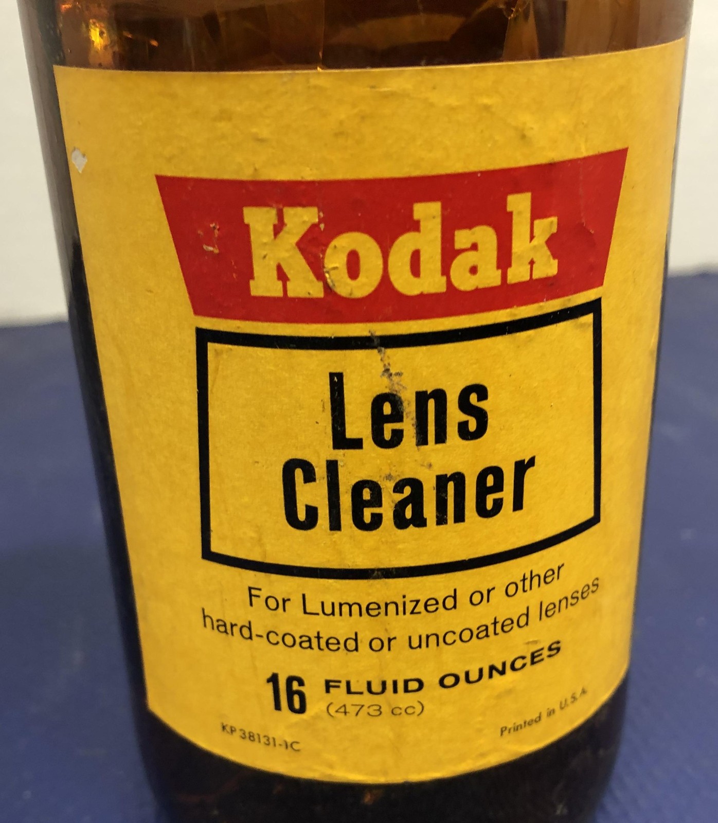 Kodak Lens Cleaner Brown Amber Glass Bottle 16 oz vintage camera