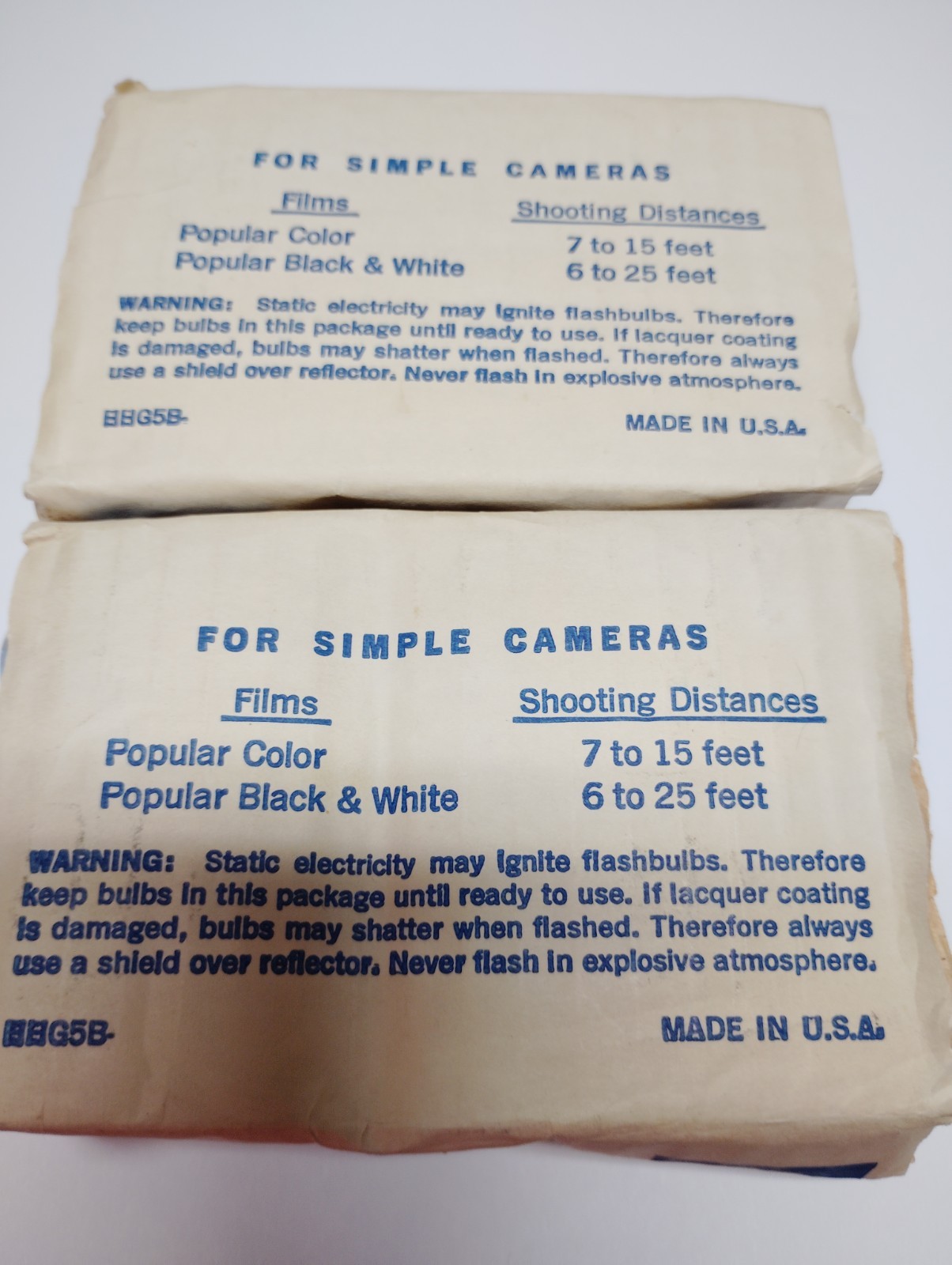 Two Packs Of Vintage Camera GE Flash Bulbs #5B
