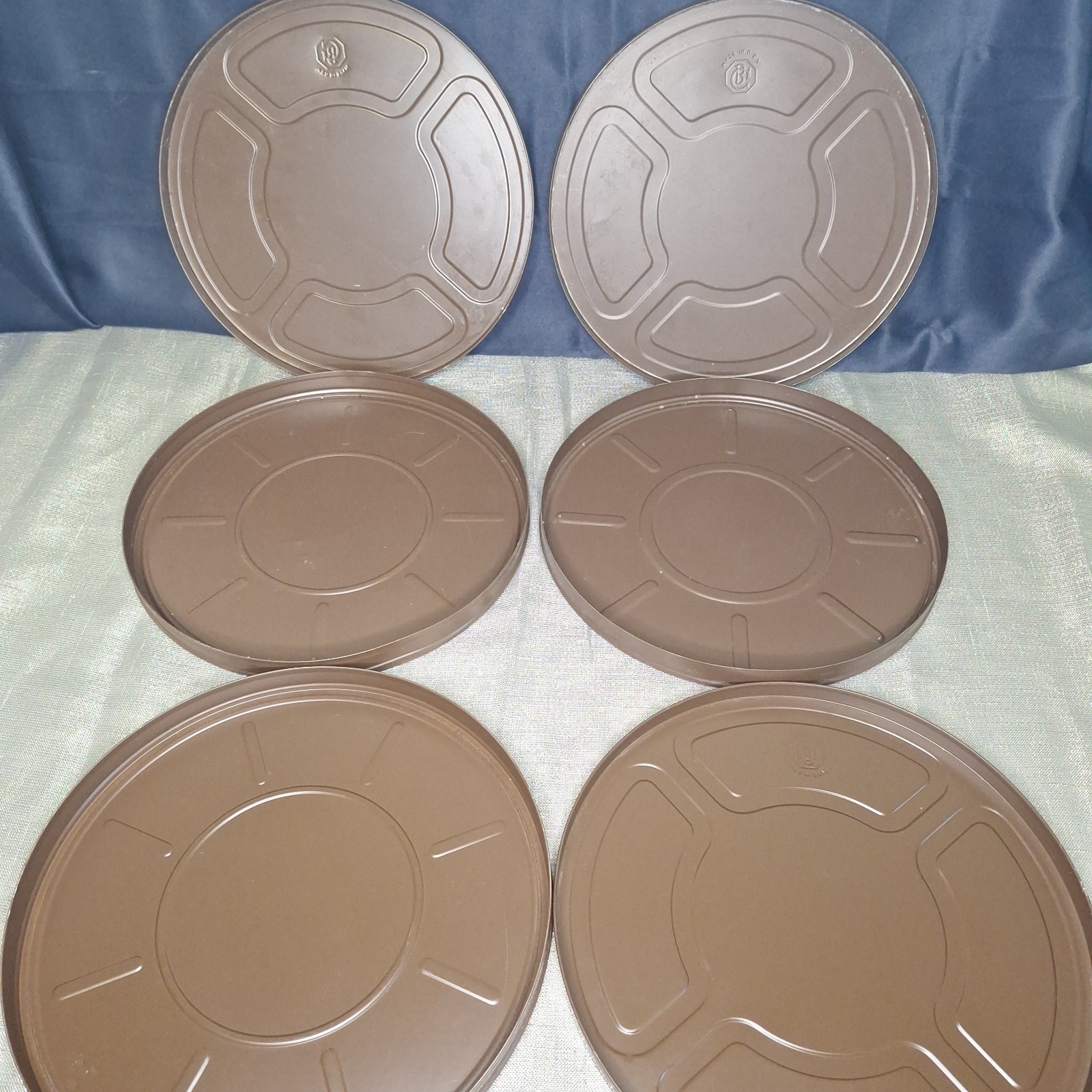 Three (3) 10.75″ Goldberg Brothers Dustproof Film Reel Can 10 3/4 Brown Canister