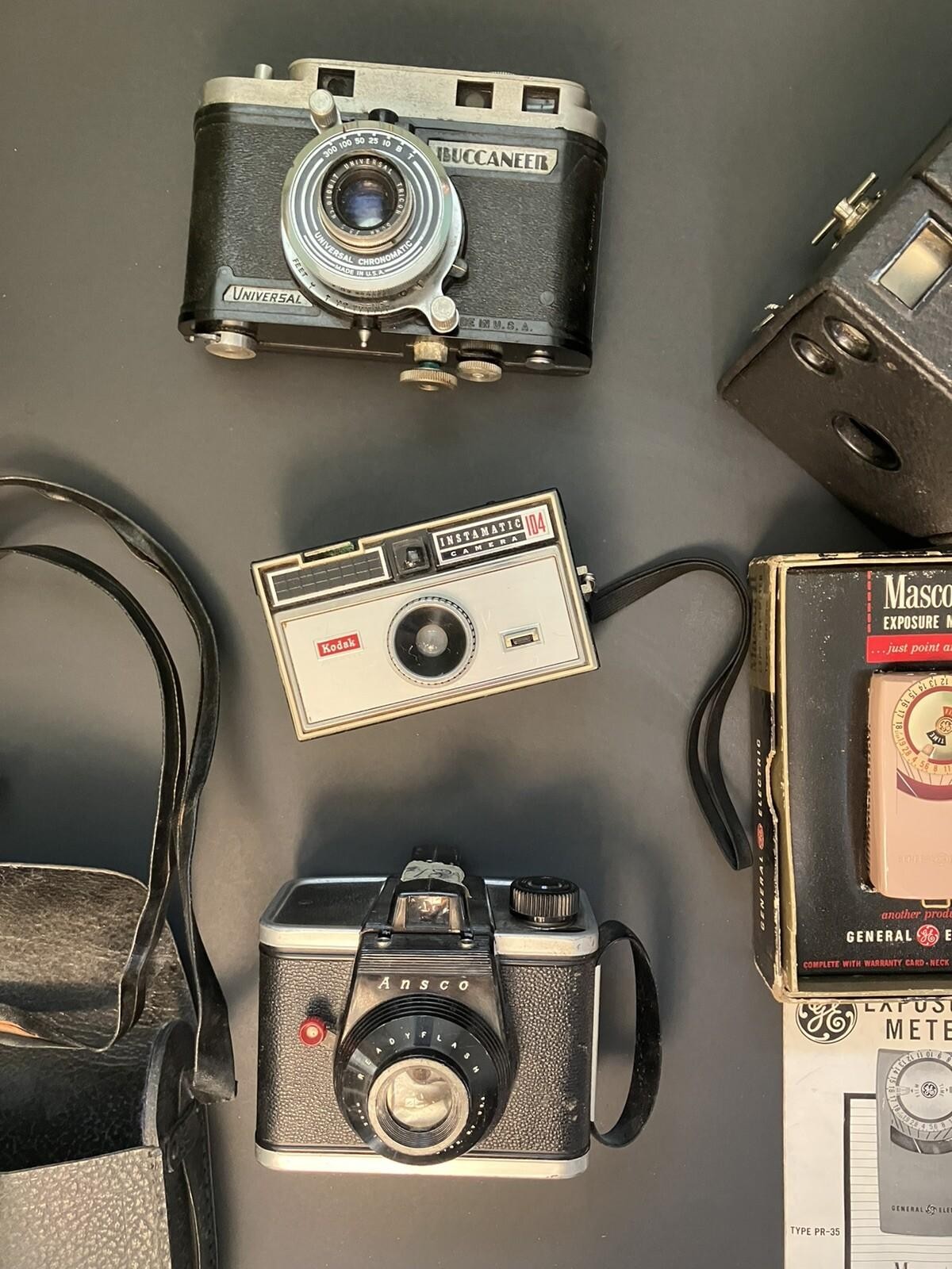 Assorted Lot of Vintage Cameras, Flash-Master, Universal Chronomatic, Instamatic