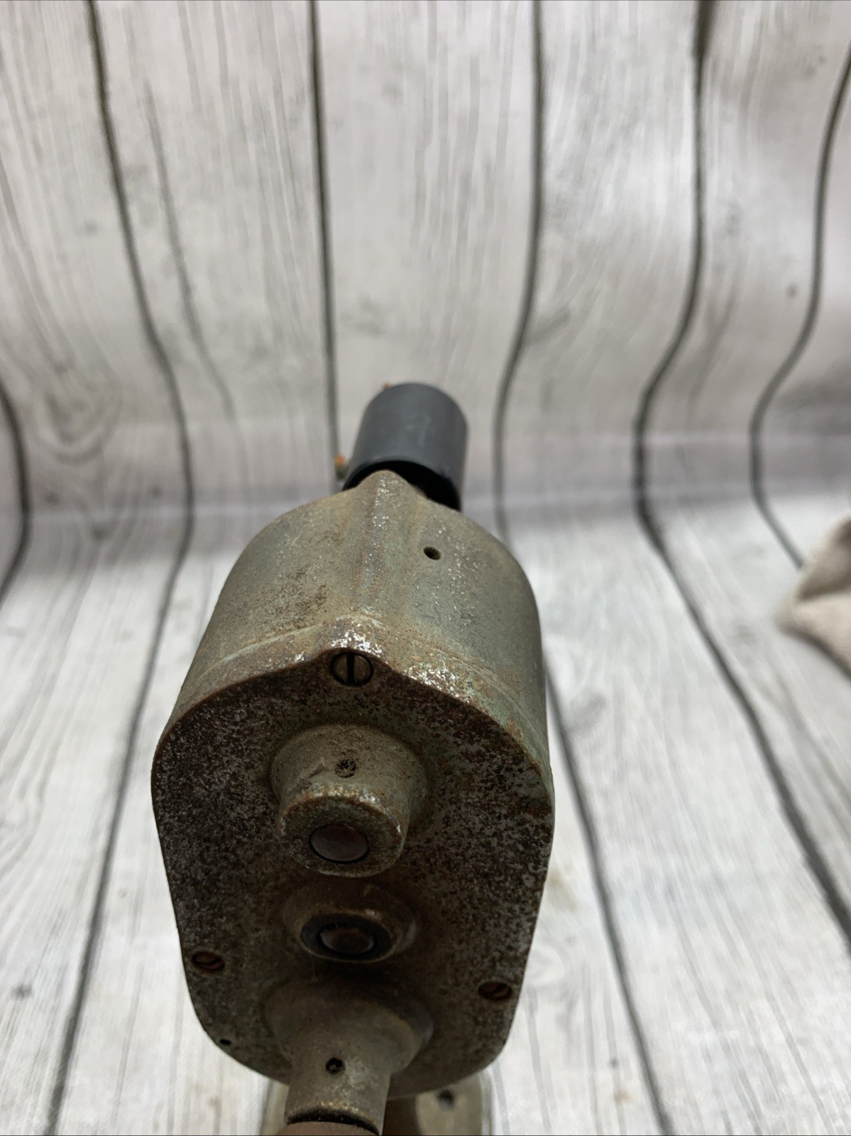 VINTAGE Duplex Reel Spool Winder Cast Iron W/ Tan Handle Spool