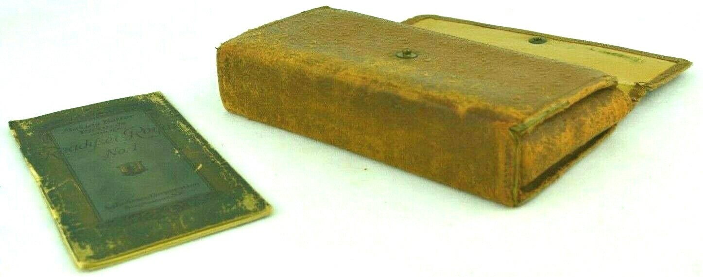 Antique Vintage Retro Leather CAMERA CASE for ANSCO No. 1 Readyset Royal w/book