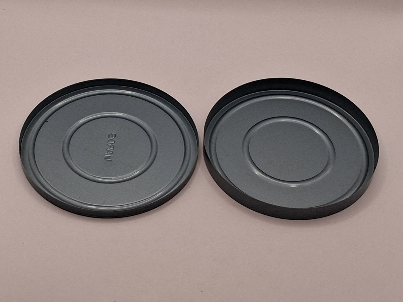 Lot of 2 Vntg 8mm Film Reel Can Wards Camera Department Holder Metal Container