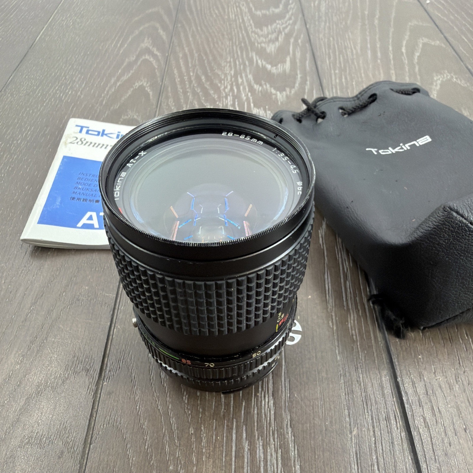 Tokina AT-X 1:3.5-4.5 28-85mm Nikon F Mount Camera Lens, UV Filter, Case.