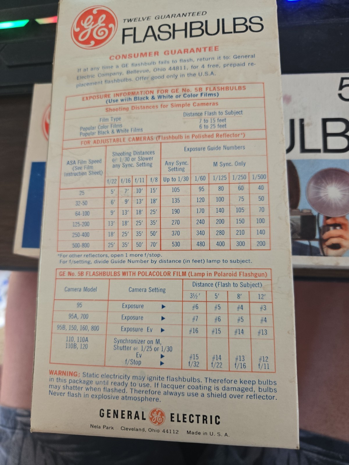 Vintage General Electric GE 5B Blue Camera Flash Bulbs 2 Box 24 Bulbs