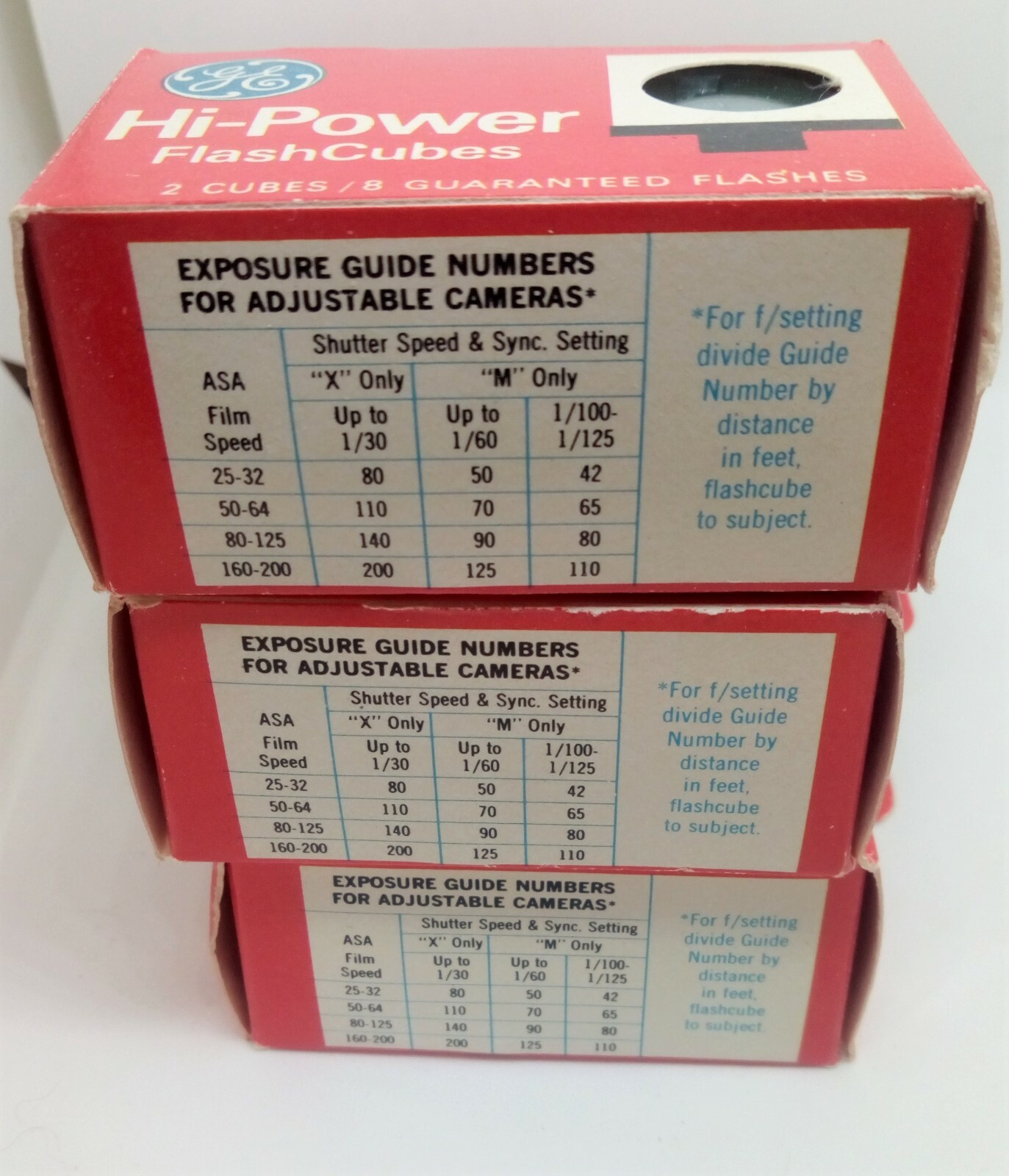 3 Vintage NIB boxes of G.E. Hi Power Camera Flashcubes (2 to a box)